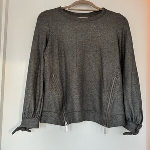 Michael Kors Charcoal Gray Metallic Sweater with Zipper Accents